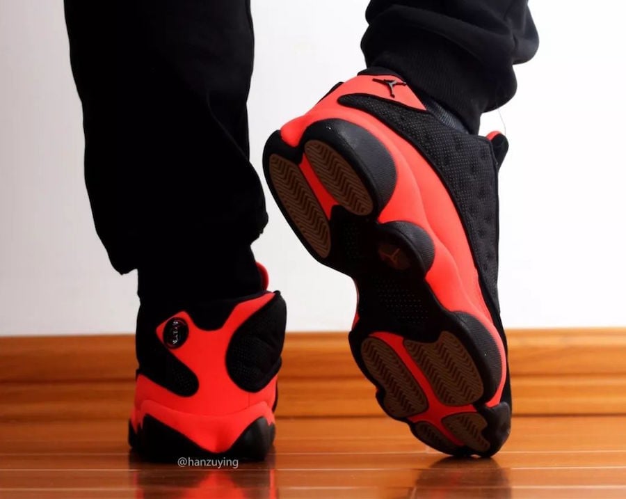 Clot Air Jordan 13 Low Black Infrared On Feet