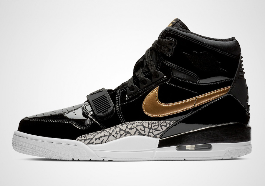 Jordan Legacy 312 Black Gold Patent Leather AV3922-007