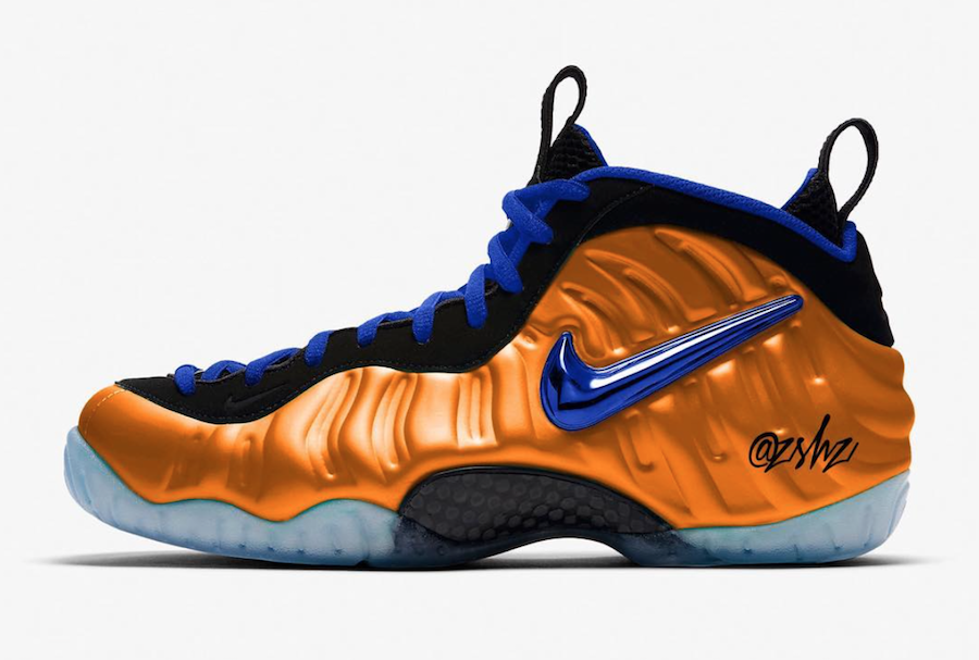 orange and blue nike foamposites