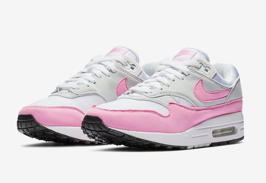 nike air max 1 trainers prism pink white sheen