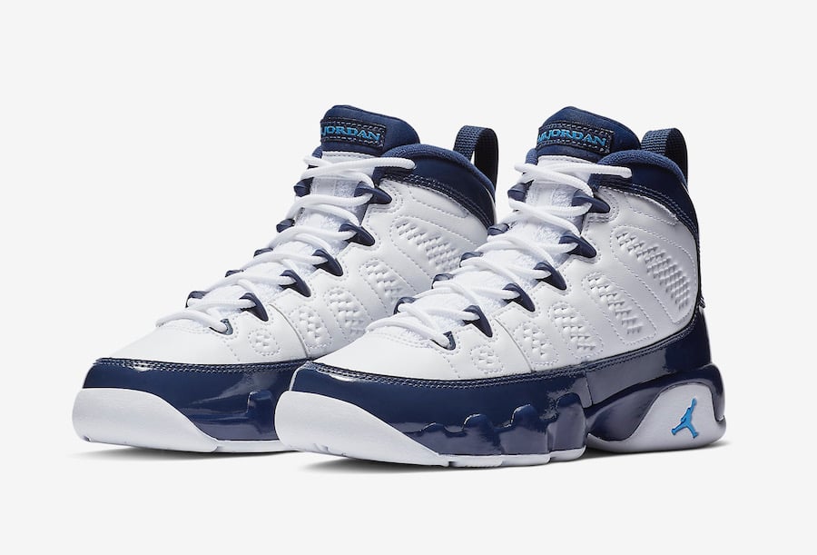 blue white and yellow jordan 9