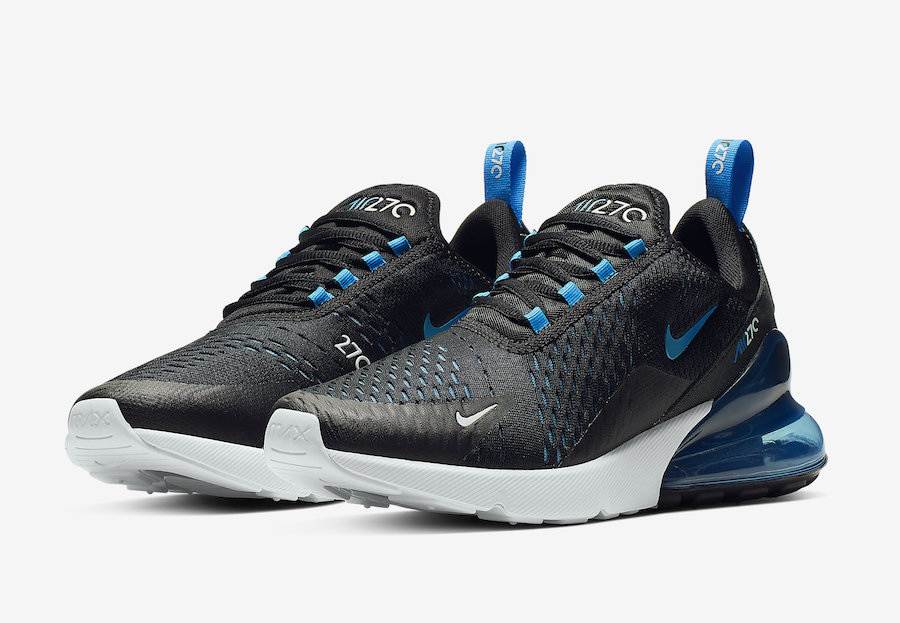 nike air max 270 sneakers in black and blue