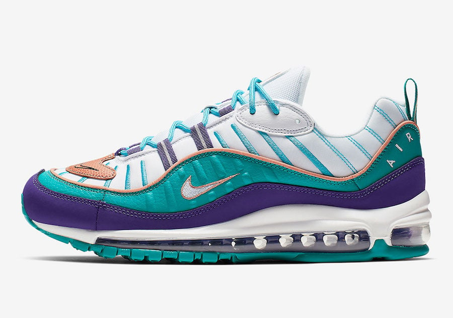 Nike Air Max 98 Hornets Purple Teal 640744-500 Release Date