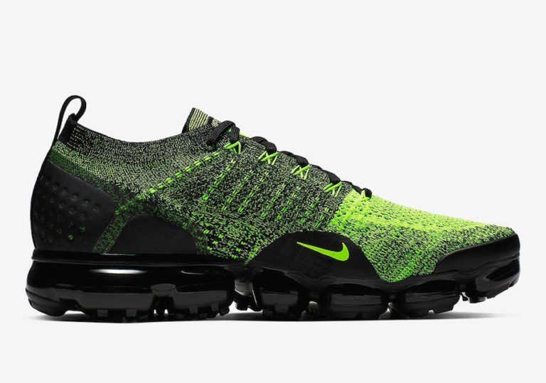 black and neon green vapormax