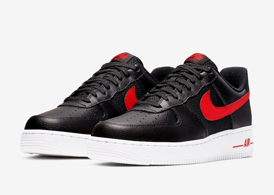 nike air force 1 black and red low