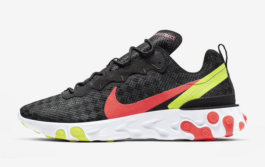 Nike React Element 55 Black Crimson Volt CJ0782-001 Release Date