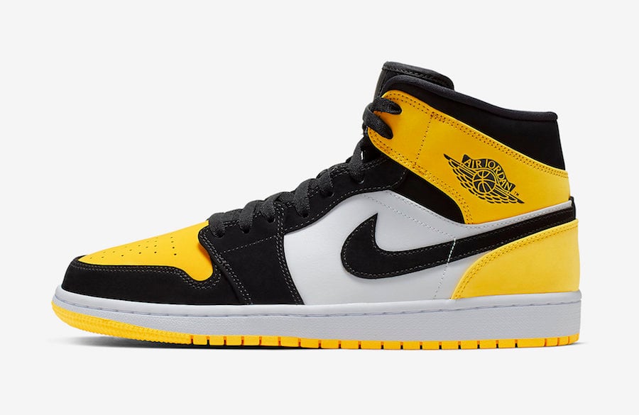 Air Jordan 1 Mid Yellow Toe Black 