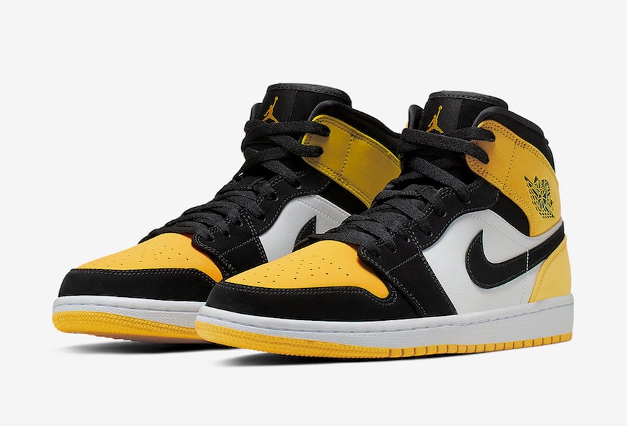 Air Jordan 1 Mid Yellow Toe Black 