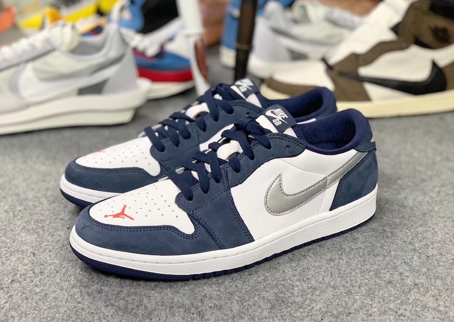 Eric Koston Nike SB Air Jordan 1 Low Midnight Navy Ember Glow CJ7891-400 Release Info