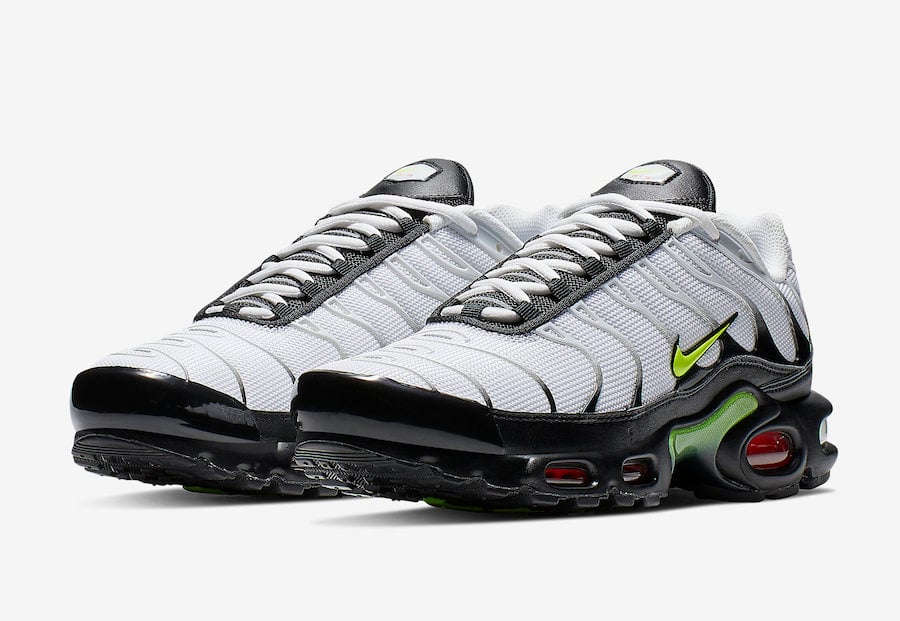 Nike Air Max Plus in White and Black with Volt Detailing