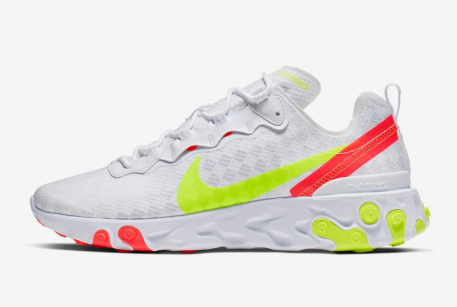 Nike React Element 55 White Volt Crimson CJ0782-100 Release Date