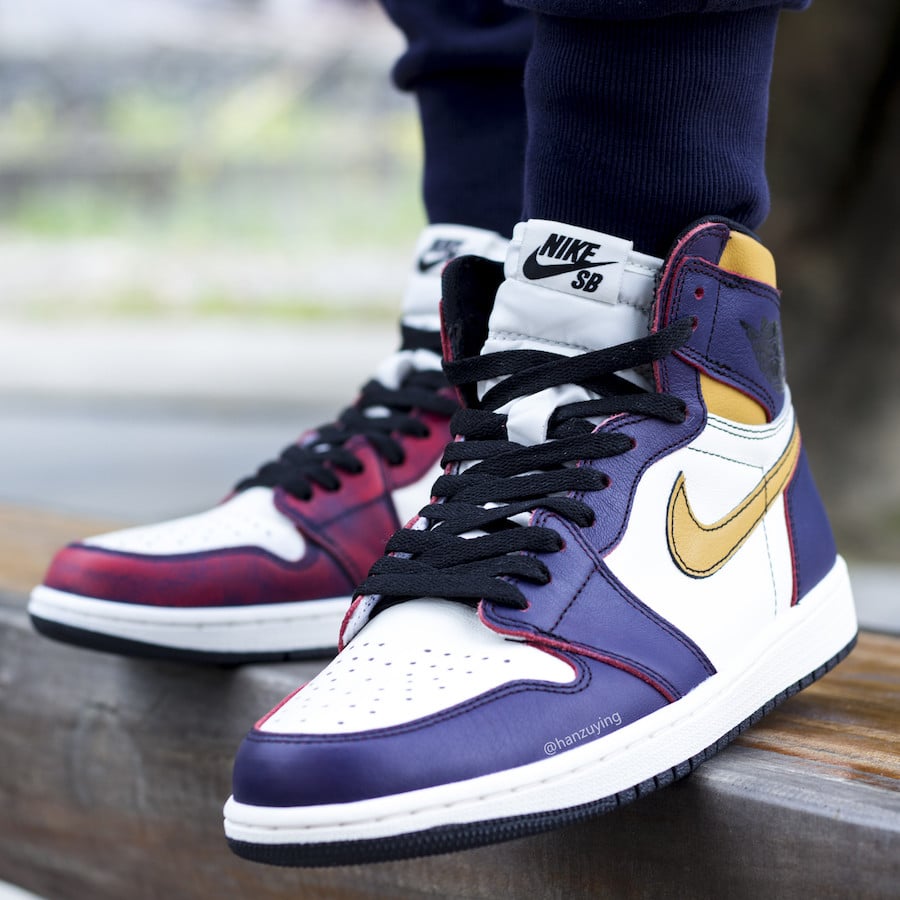 jordan 1 sb lakers on feet