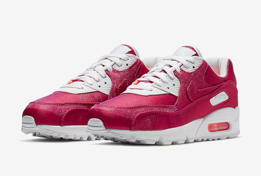 Nike Air Max 90 ‘Hyper Crimson’ Features Glitter Taffeta Fabric Uppers