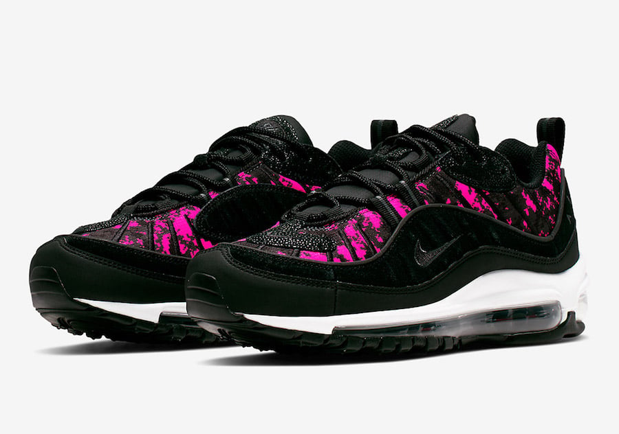 Nike Air Max 98 in Black and Pink with Digital Pixel Prints