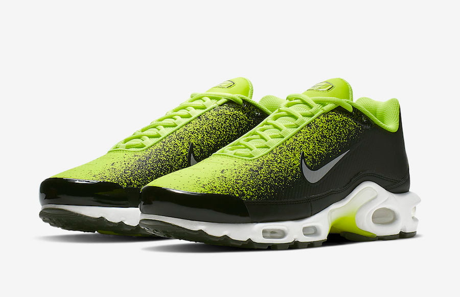 Spray Painted Inspired Nike Air Max Plus in Volt and Black