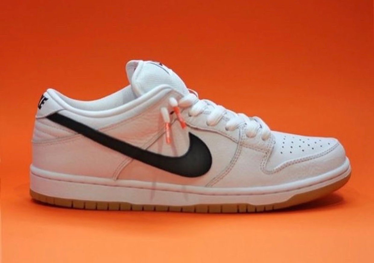 nike sb dunk white orange label