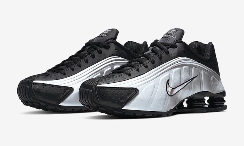 nike shox r4 black silver