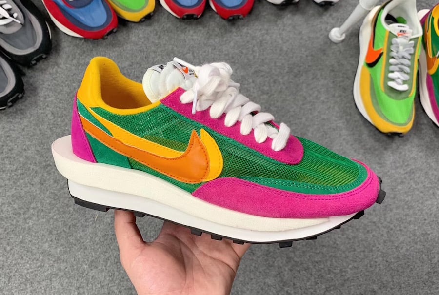 Sacai Nike LDV Waffle Green Pink Yellow BV0073-301 Release Info