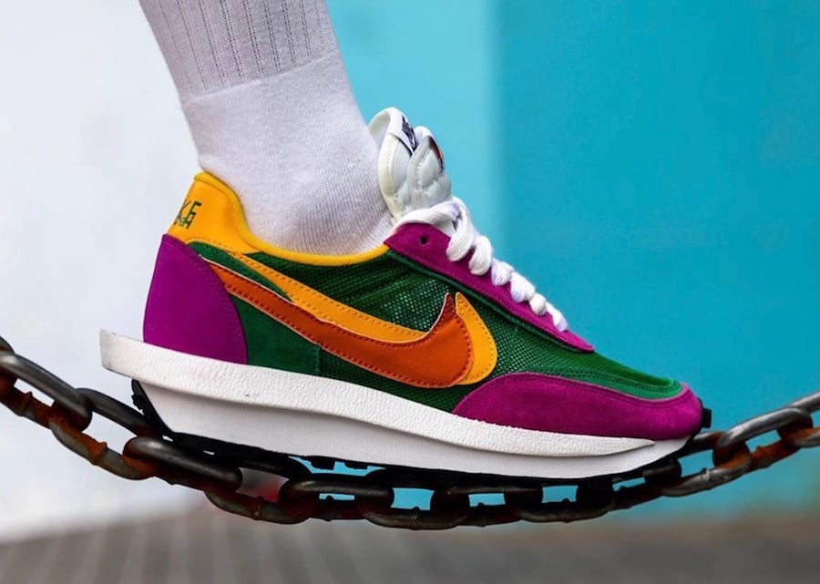 nike sacai green on feet