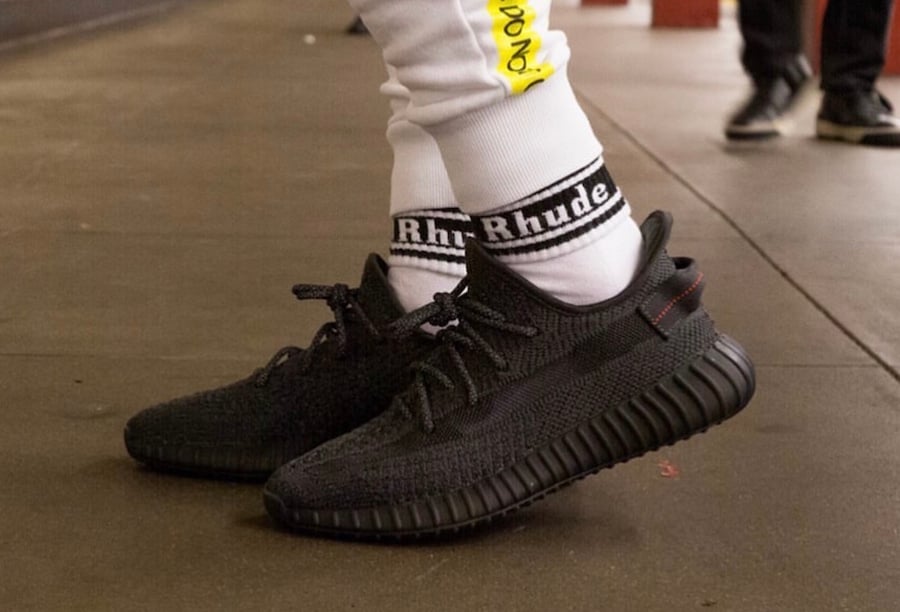 adidas Yeezy Boost 350 V2 Black Reflective On Feet