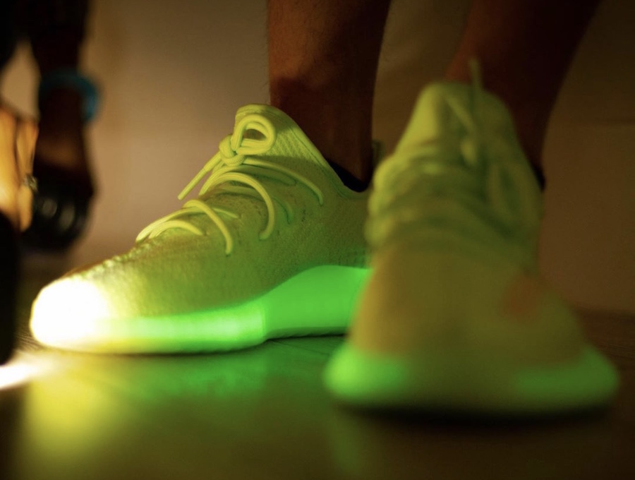yeezy glow on foot