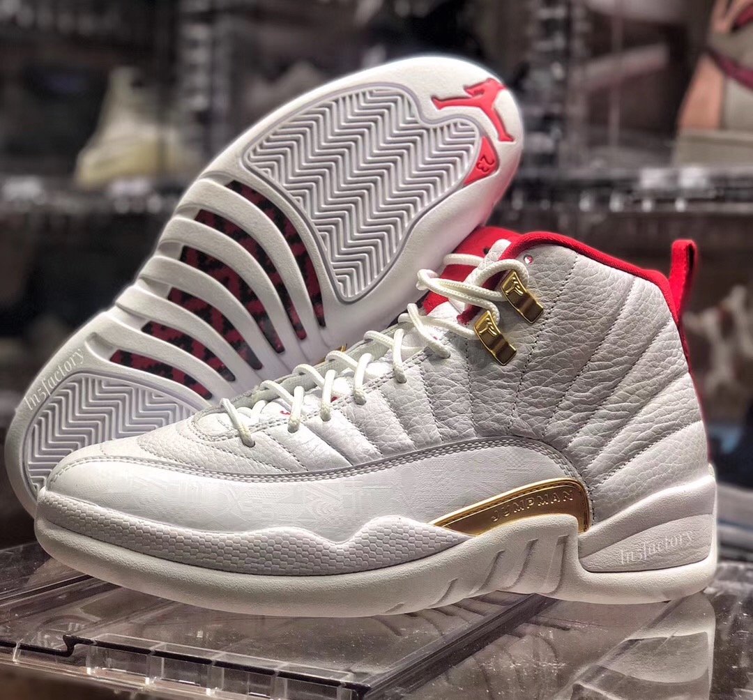jordan 12 red white and gold