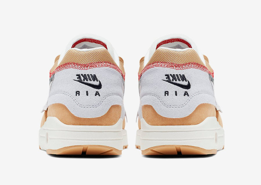 Nike Air Max 1 Inside Out Club Gold Black Pure Platinum Desert Sand Sail University Red 858876-713 Release Details