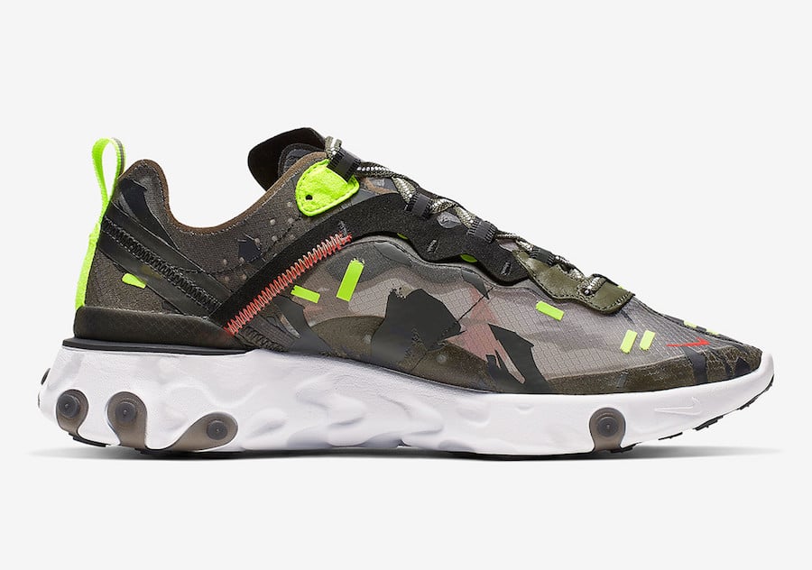 Nike React Element 87 Medium Olive Volt Crimson CJ4988-200 Release Info