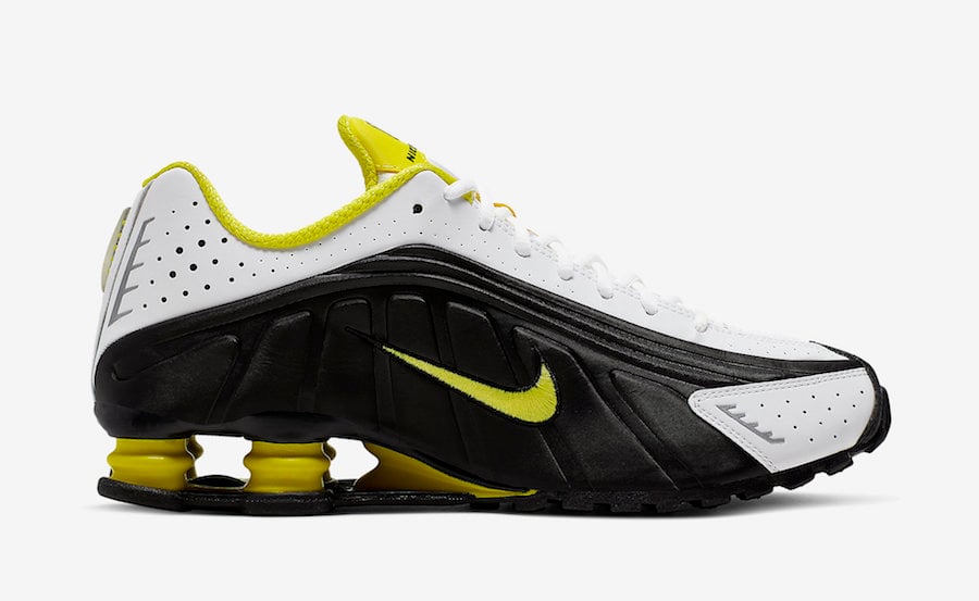 Nike Shox R4 Black Dynamic Yellow 104265-048 Release Info | SneakerFiles