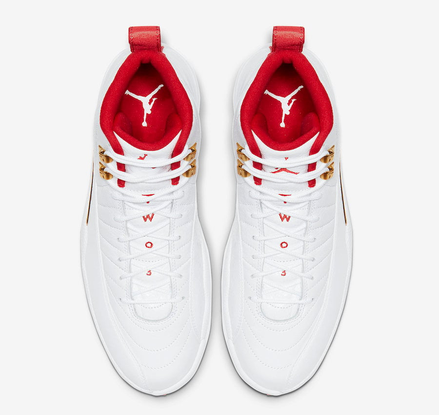 jordan retro 12 red white and gold