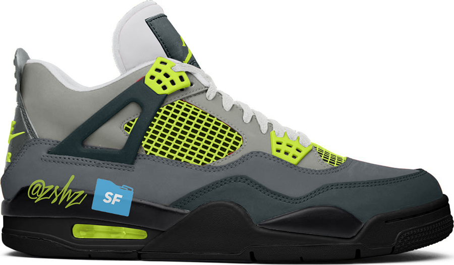 lime green and grey 4s