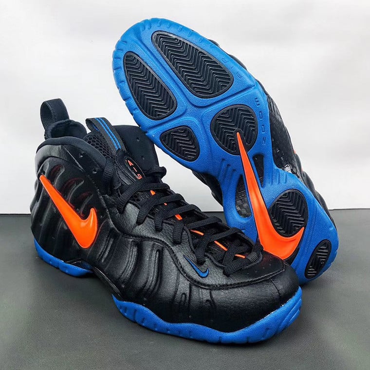 foamposite black orange blue