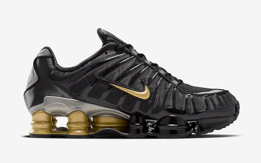 black and gold nike shox