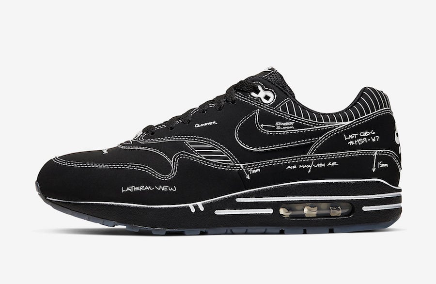 Nike Air Max 1 Tinker Black Schematic 