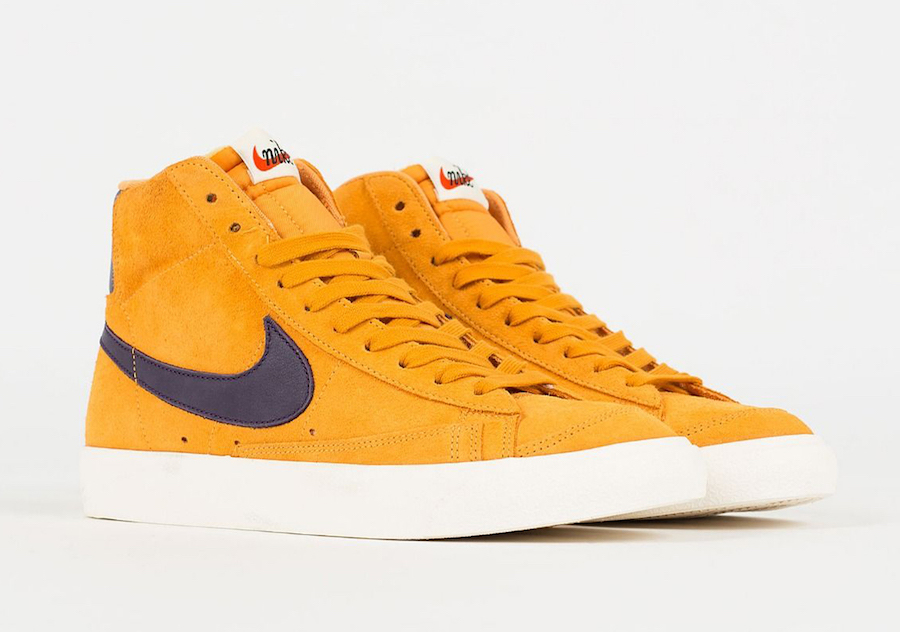 Nike Blazer Mid Vintage in Amber Rise and Grand Purple