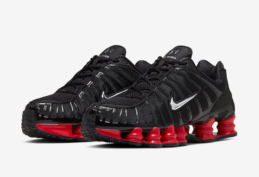 nike shox red black