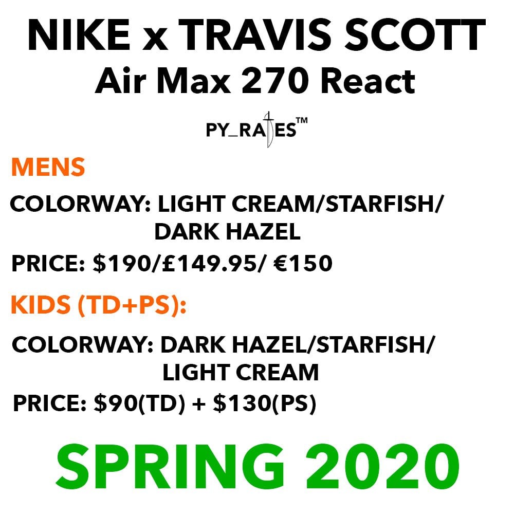 Travis Scott Nike Air Max 270 React Release Date Info
