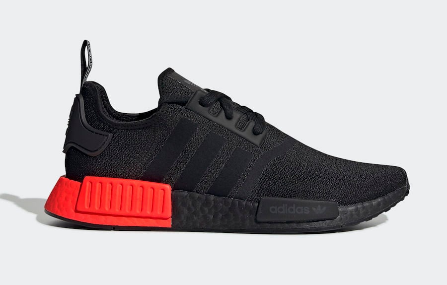 adidas nmd black black red