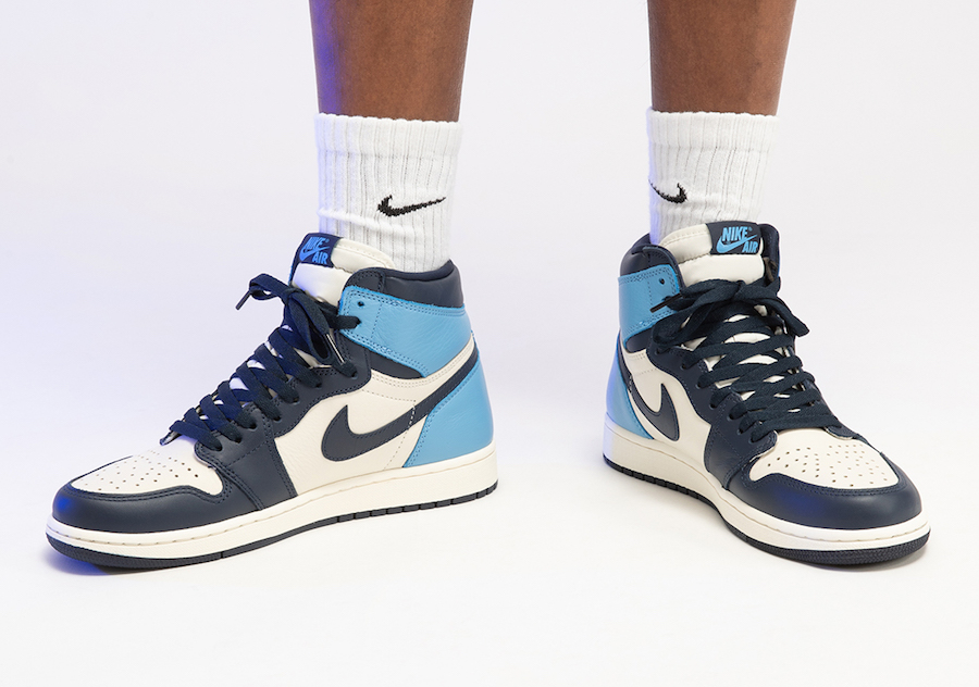 Air Jordan 1 UNC Obsidian University Blue 555088-140 On Feet