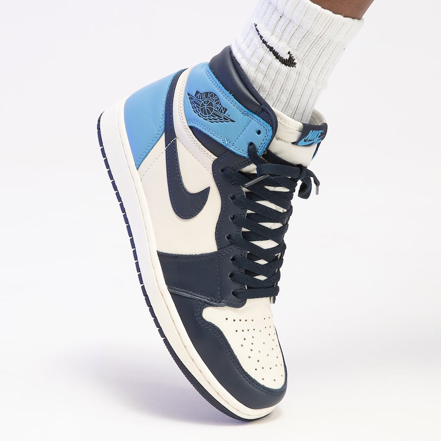 Air Jordan 1 UNC Obsidian University Blue 555088-140 On Feet