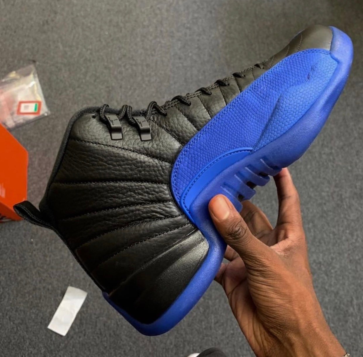 black and royal blue 12s