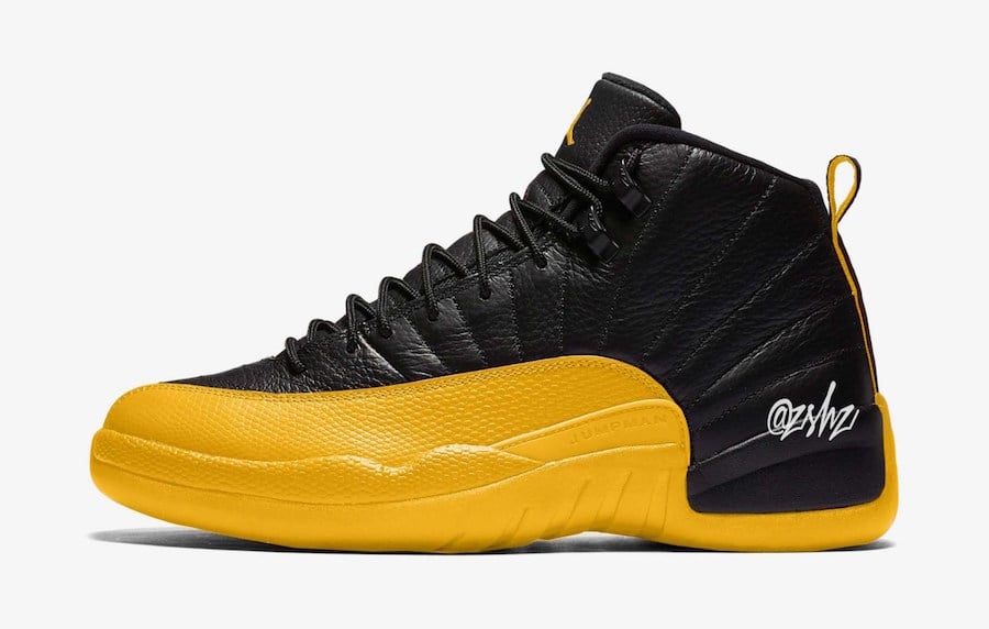 black and yellow jordan 12 grade school