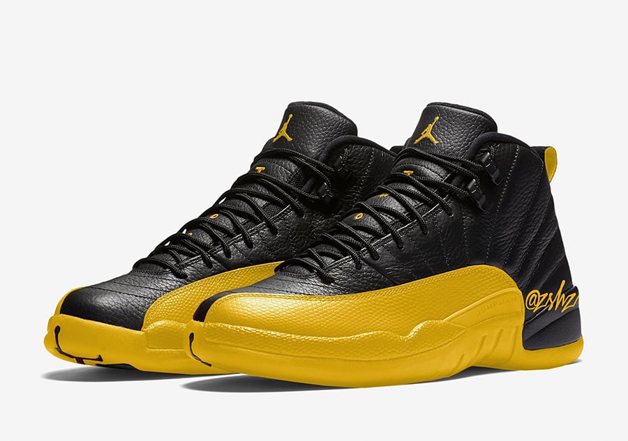 jordan 12 retro black university gold grade school