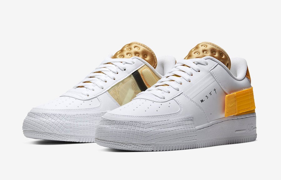 nike af1 white and gold