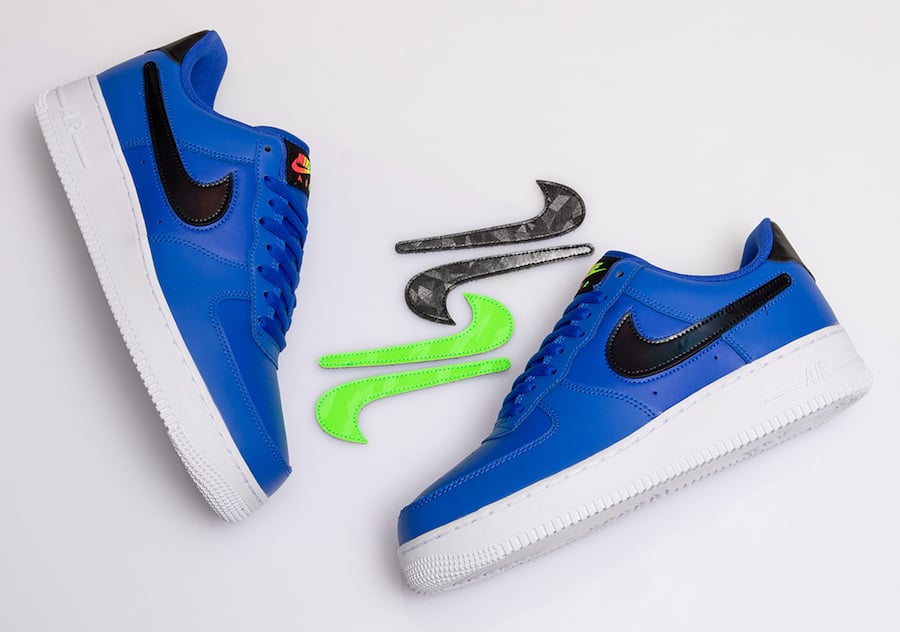 blue and green air force ones
