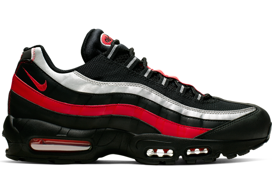 silver and red air max 95