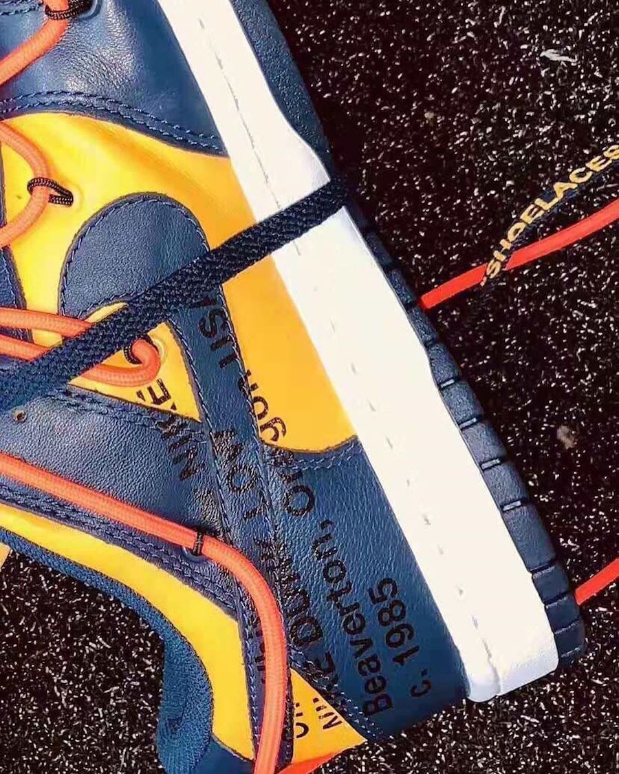 Off-White Nike Dunk Low University Gold Midnight Navy CT0856-700 Release Date Info