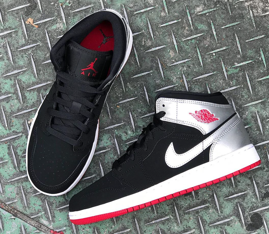 jordan 1 mid black metallic silver