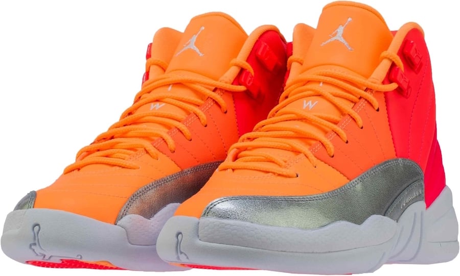 pink orange silver jordan 12s