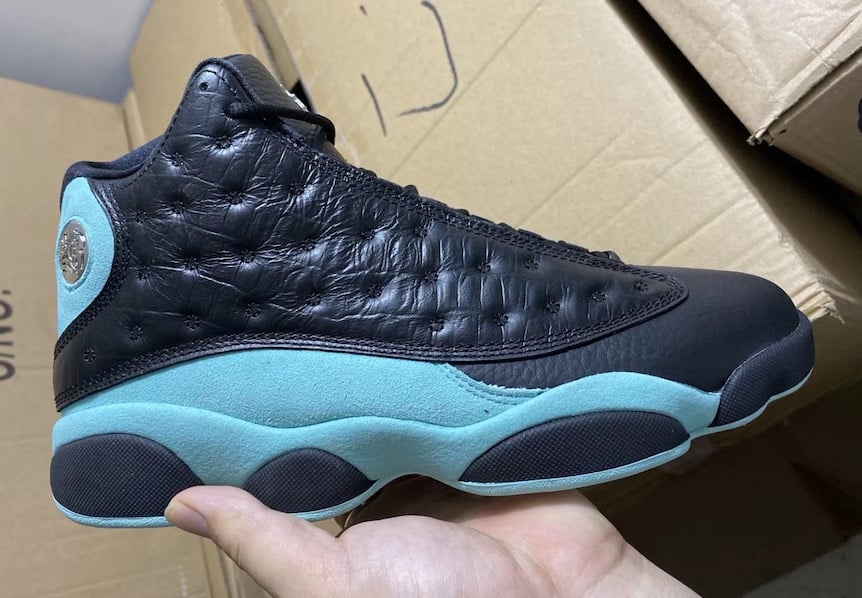 jordan 13 island green on feet